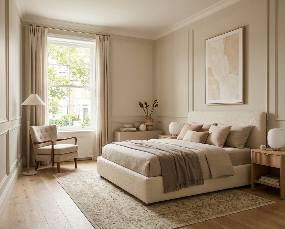 Sypialnia w apartamencie w Londynie